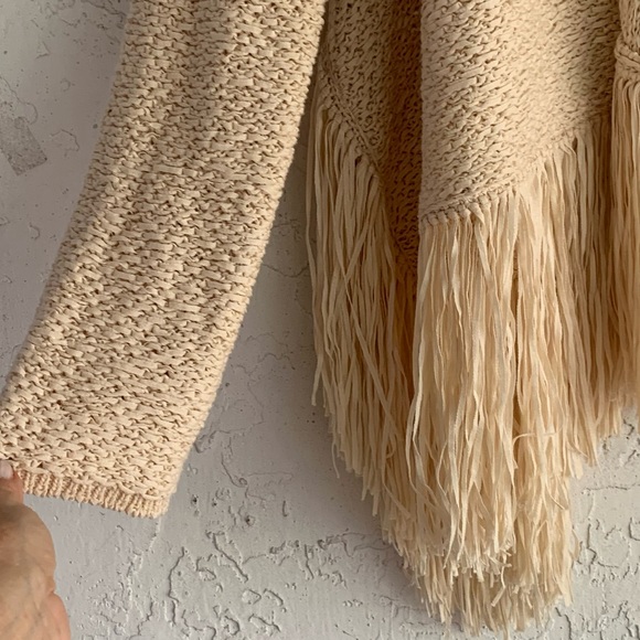 BCBGMAXAZRIA open front, shawl collar fringe cardigan wrap sweater. Size s/xs - Picture 8 of 11